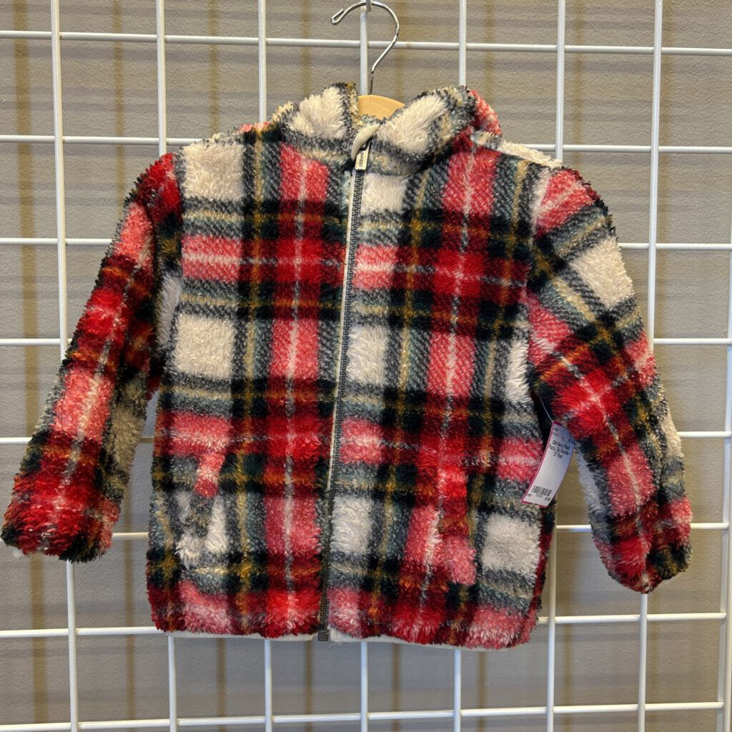 Old Navy Plaid Fuzzy Zip Hoodie - 2T