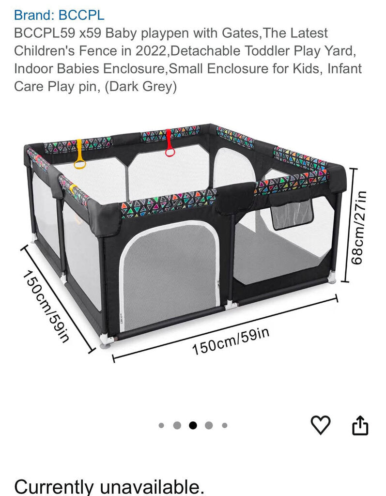 BCCPL Baby Playpen 59x59" (bin not included)