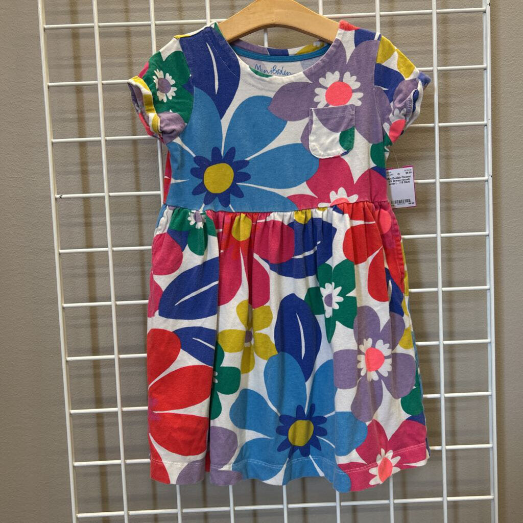 Mini Boden Flower SS Dress (wash wear) - 7/8