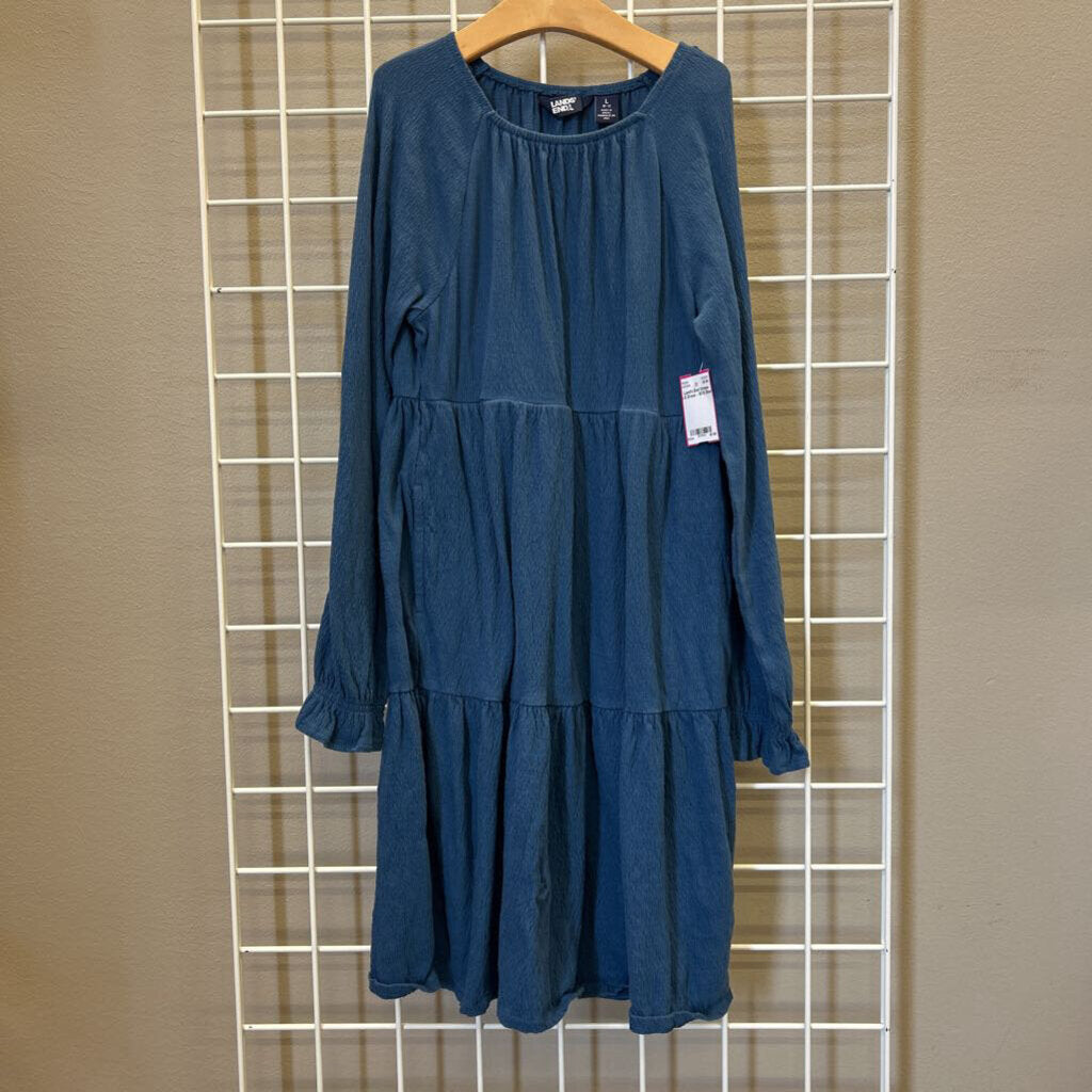 Land's End Crinkle LS Dress - 10/12