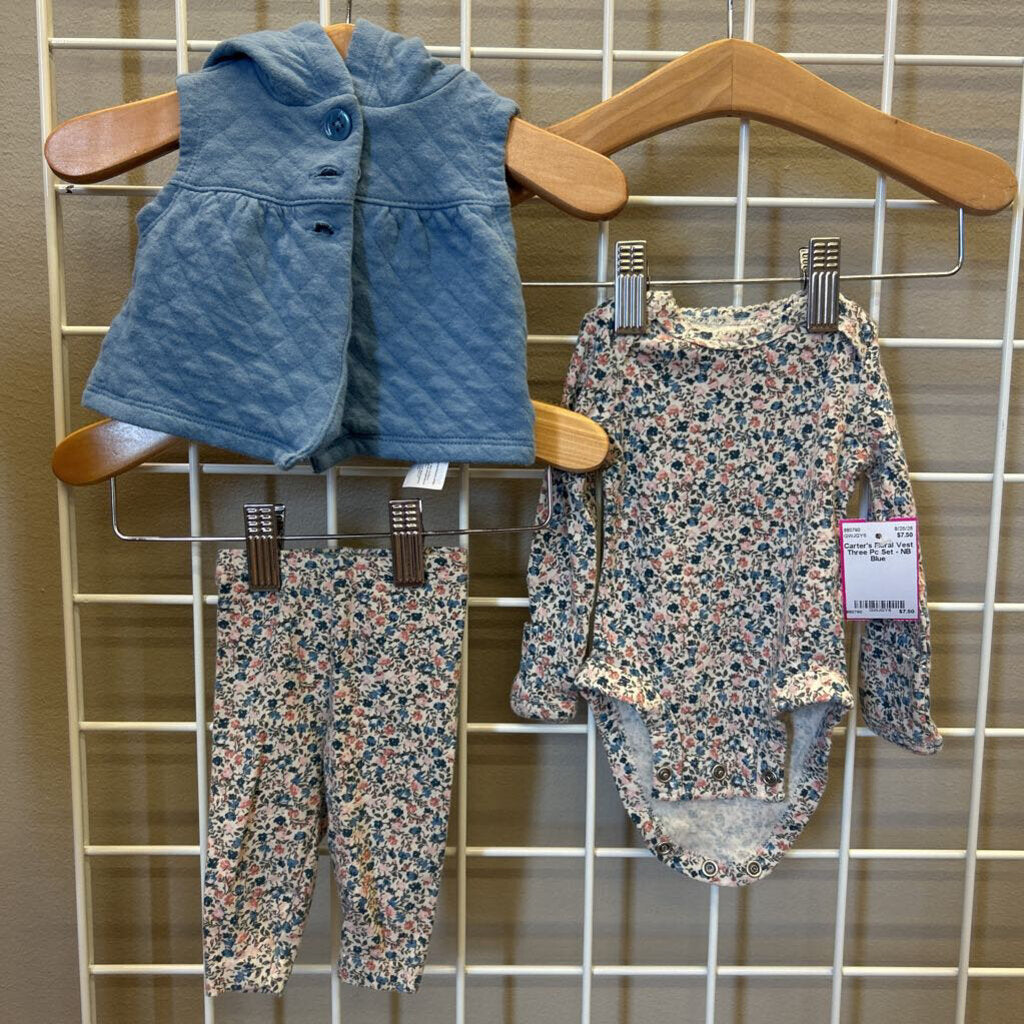 Carter's Floral Vest Three Pc Set - NB