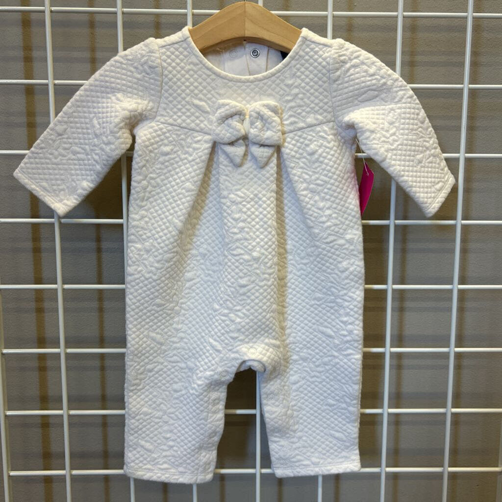 Janie & Jack Quilted Bow LS Romper - 3/6m