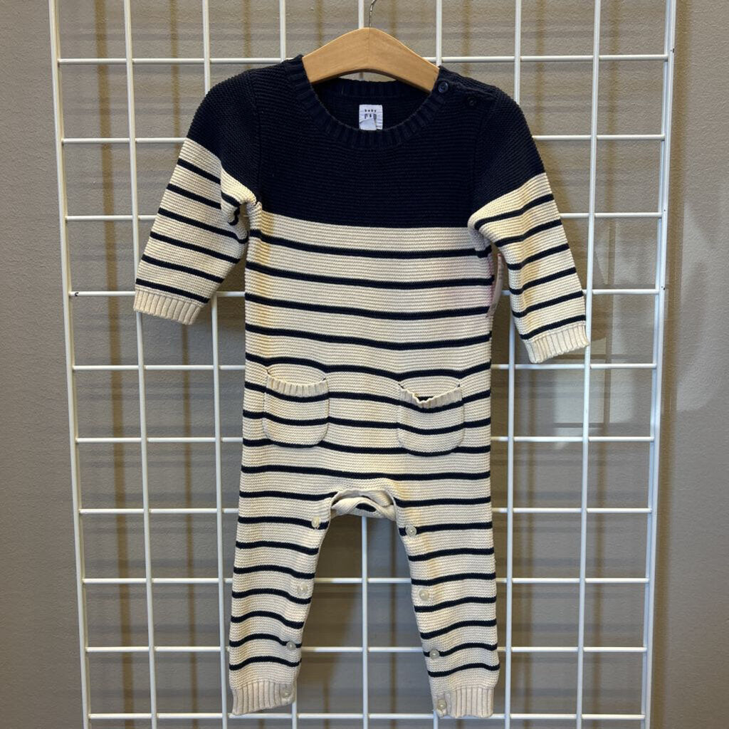 Baby Gap Stripe Knit LS Romper - 12/18m
