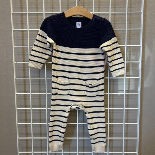 Baby Gap Stripe Knit LS Romper - 12/18m