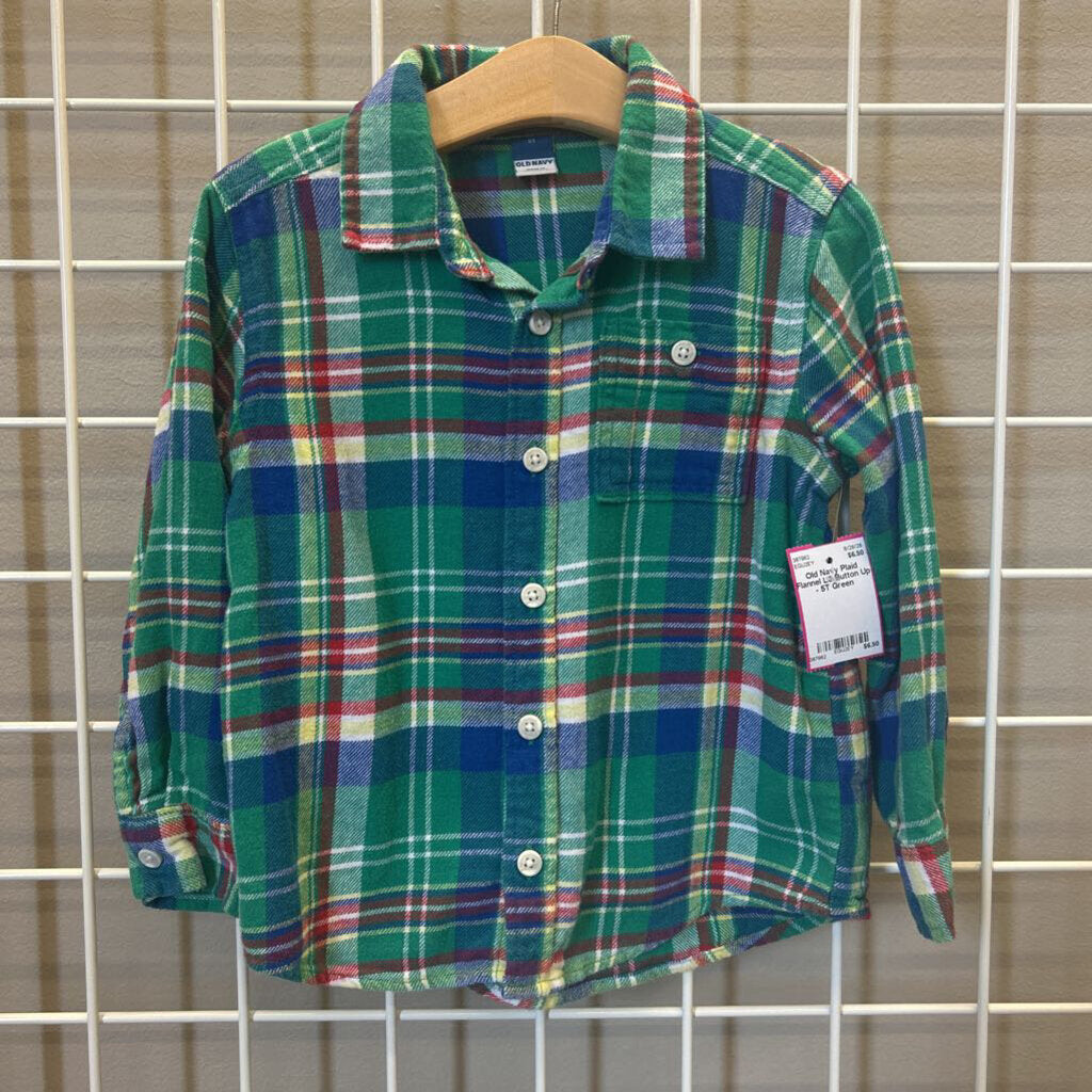 Old Navy Plaid Flannel LS Button Up - 5T