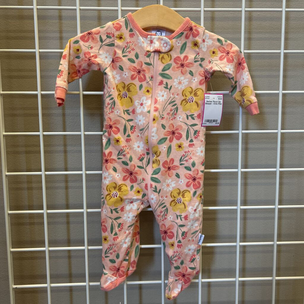 Gerber Floral Zip Sleeper - 0/3m