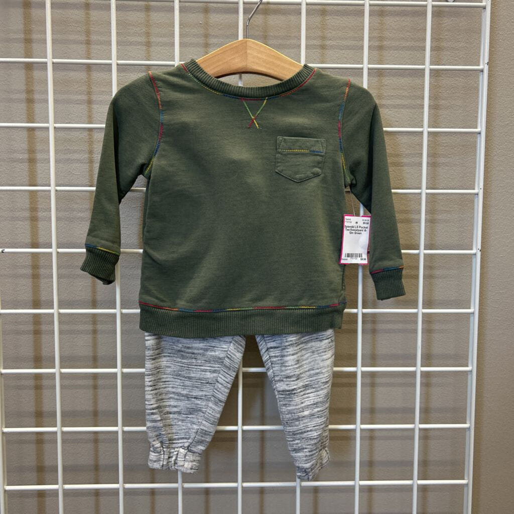 Splendid LS Pocket Tee/Sweatpant 6-12m