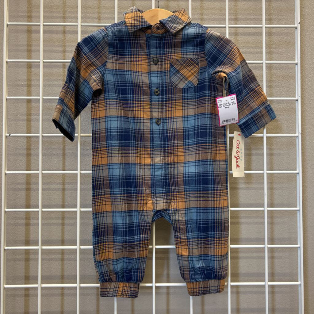 NWT Cat & Jack Plaid Coveralls 3/6m