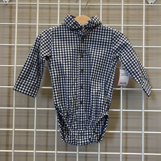 Carter's Checkered LS Button Up Onesie 12m