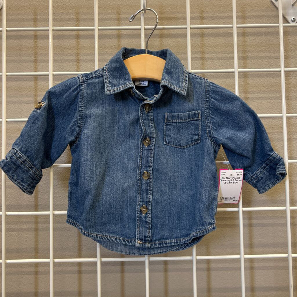 Old Navy Pocket Chambray LS Button Up 3/6m