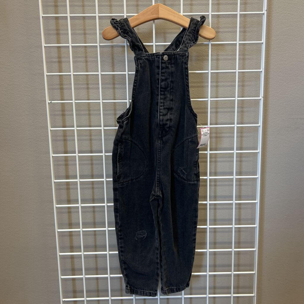 Zara Ruffle Distressed Overalls 3/4