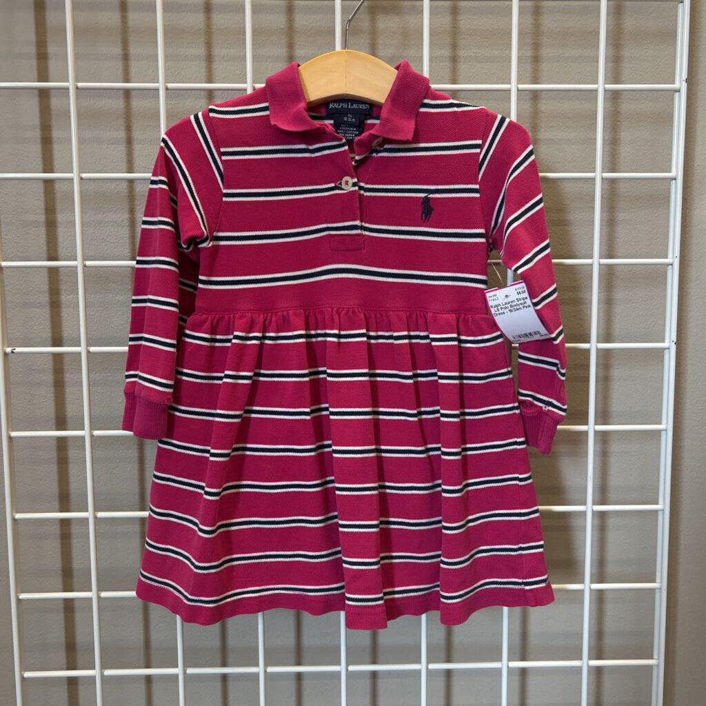 Ralph Lauren Stripe LS Polo Bodysuit Dress - 18/24m