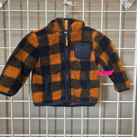 Little Me Plaid Sherpa Zip Hoodie - 12m