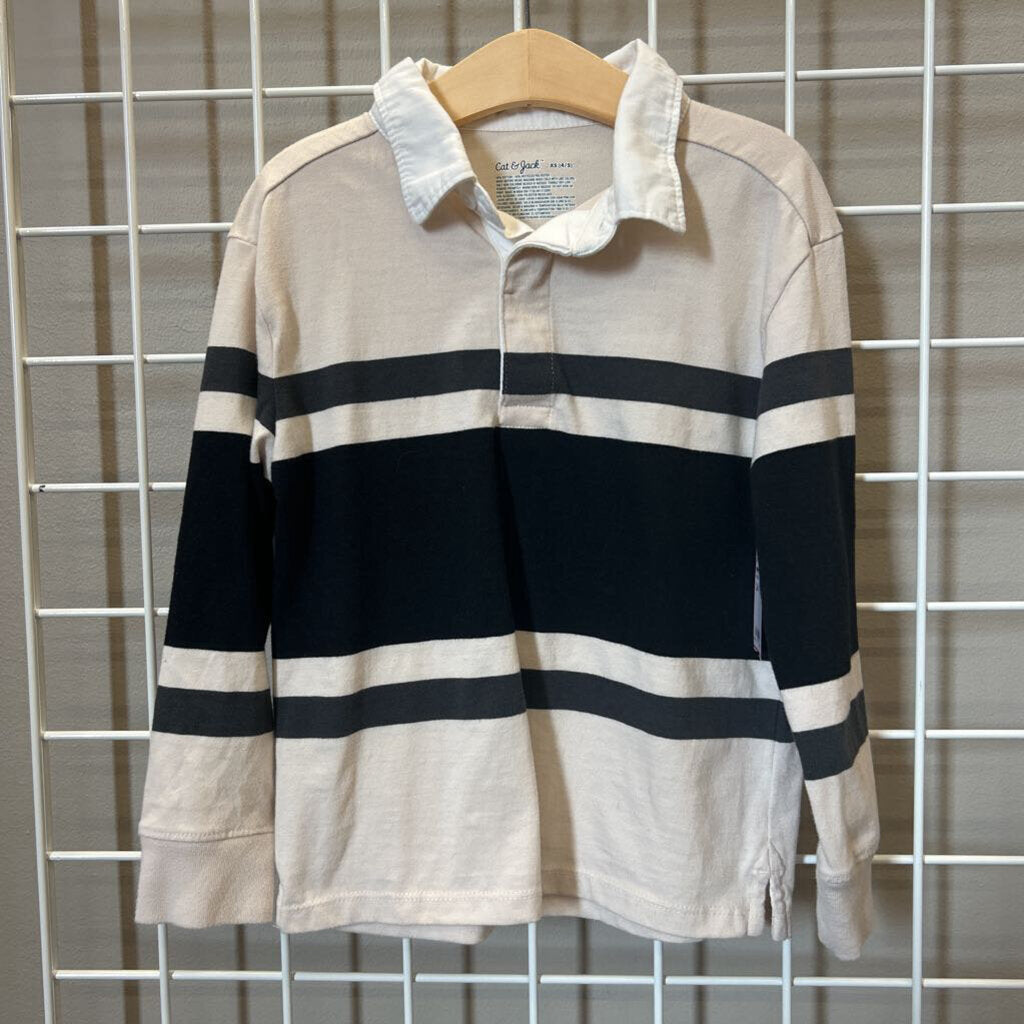 Cat & Jack Stripe LS Polo - 4/5