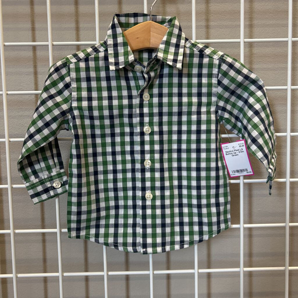 Nautica Plaid LS Button Up - 0/3m