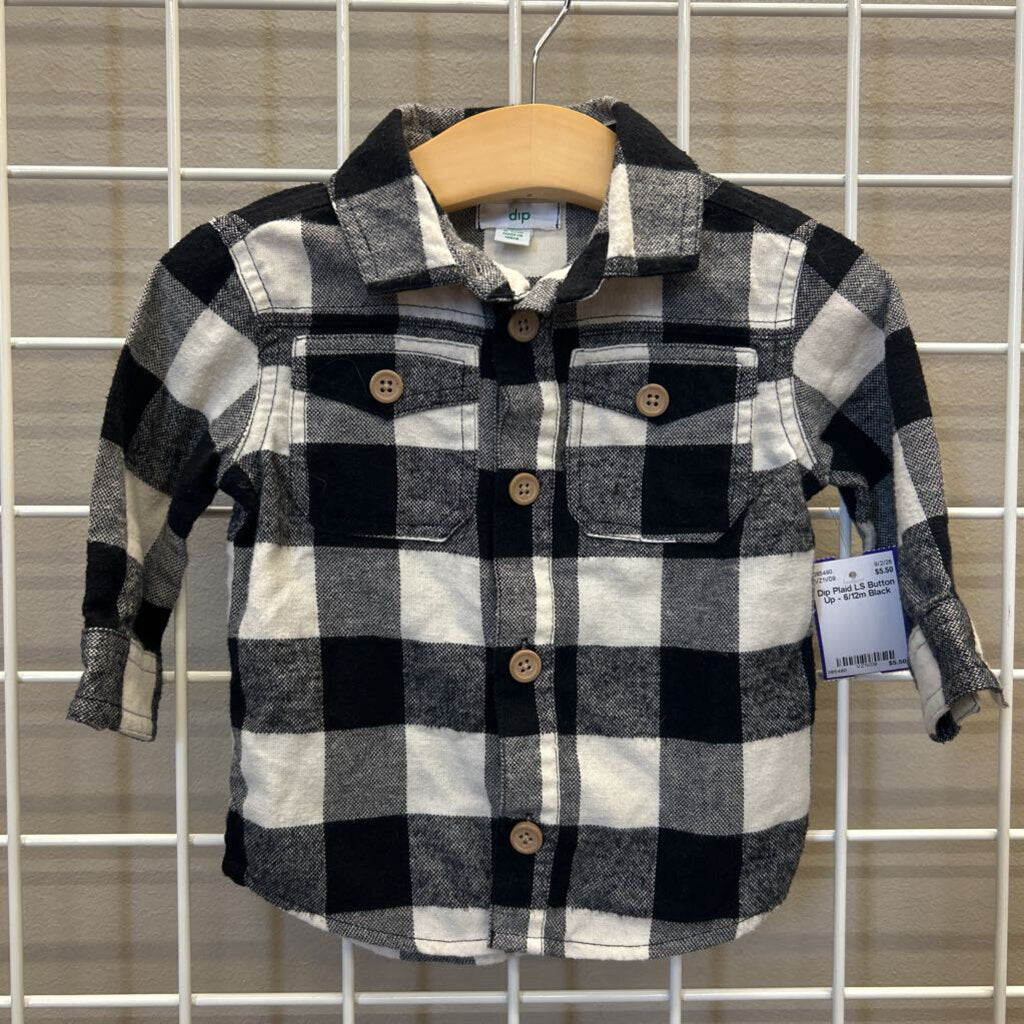 Dip Plaid LS Button Up - 6/12m