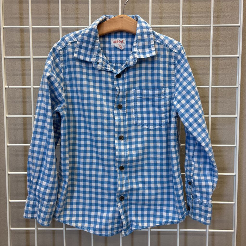 Cat & Jack Plaid LS Button Up - 6/7
