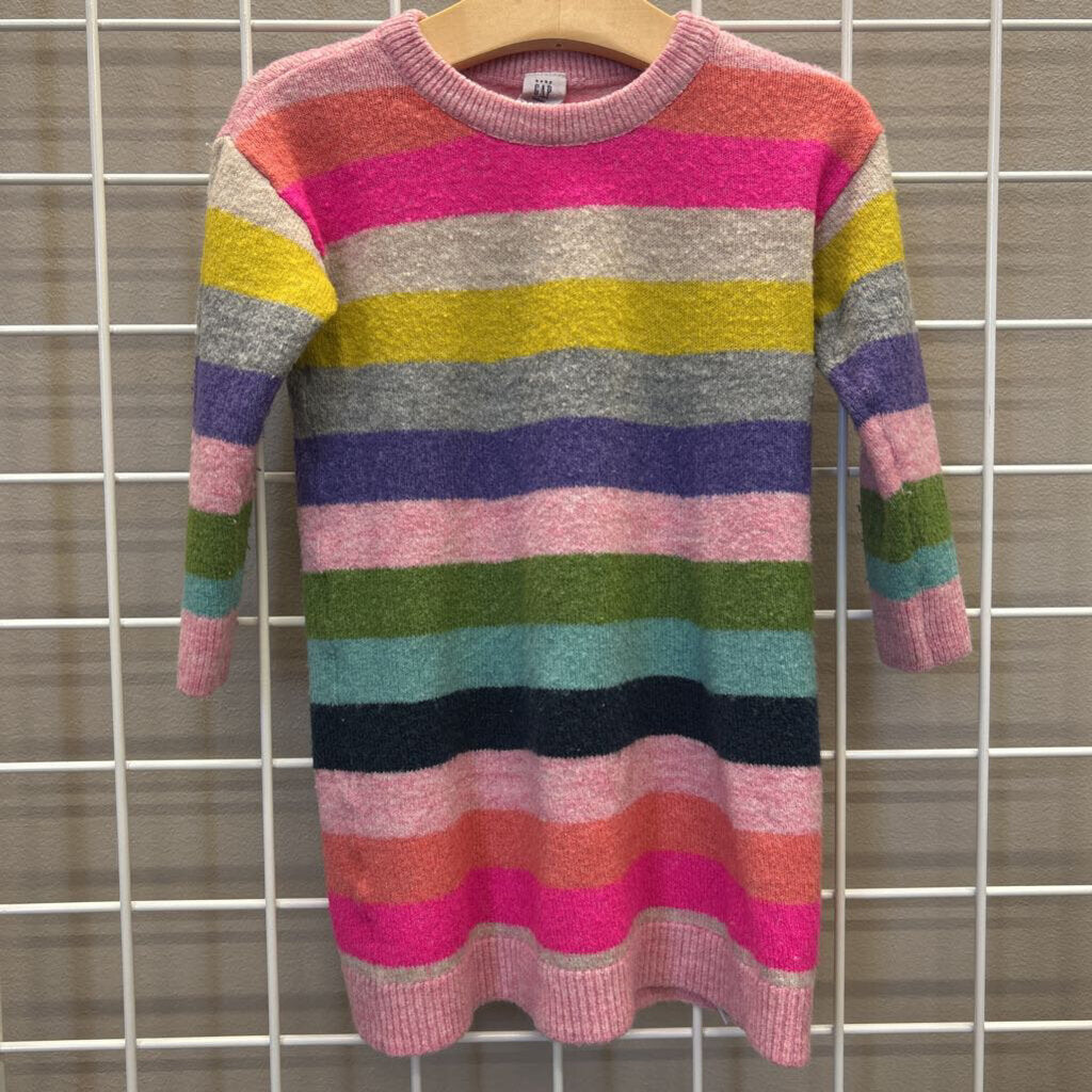 Baby Gap Rainbow Stripe Knit LS Dress - 3T
