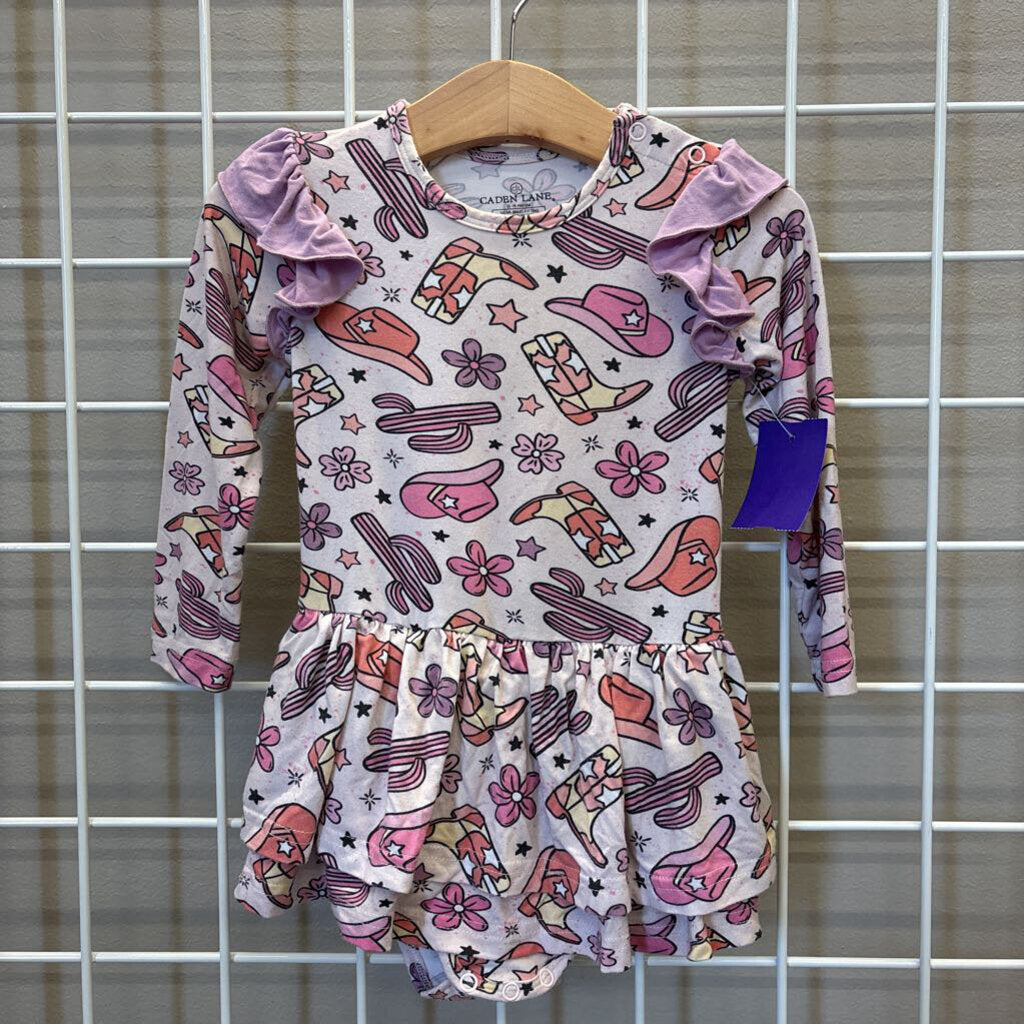 Caden Lane Bamboo Cowgirl LS Twirl Bodysuit - 12/18m