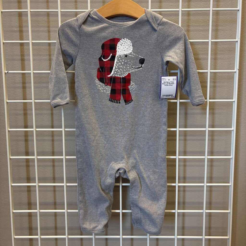 Old Navy Polar Bear LS Romper - 6/12m