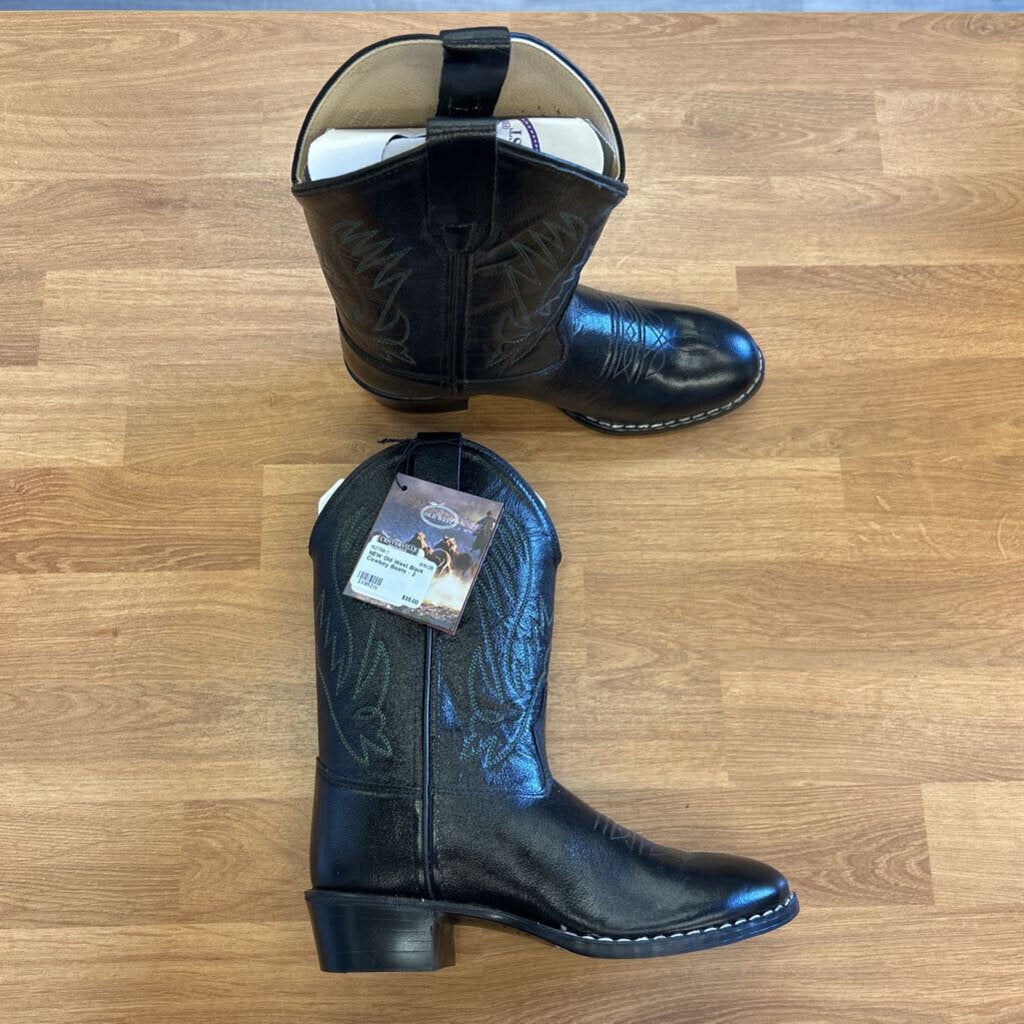 NEW Old West Black Cowboy Boots - 2