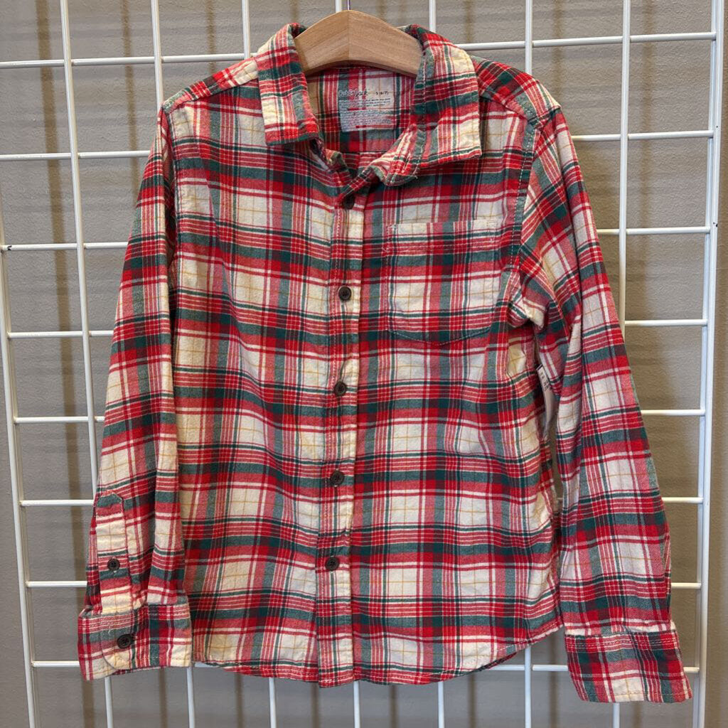 Cat & Jack Plaid LS Button Up - 6/7