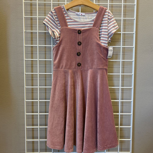 Beautees Stripe Button Tank Dress Set - 10