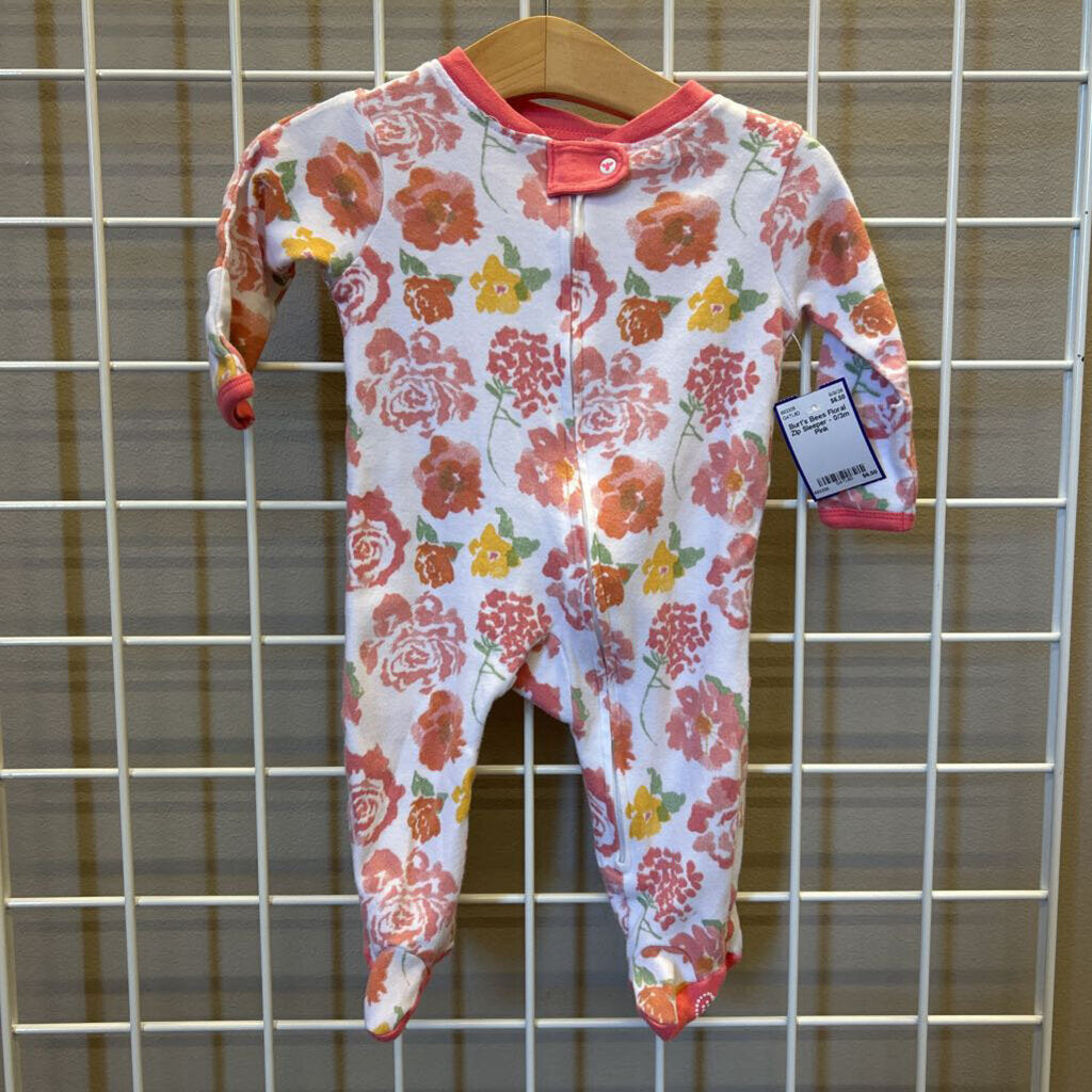 Burt's Bees Floral ZIp Sleeper - 0/3m