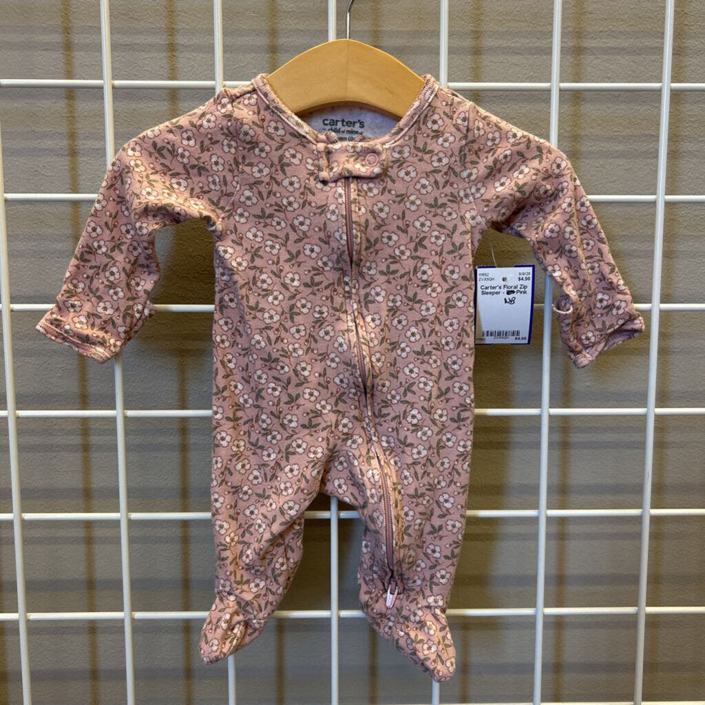 Carter's Floral Zip Sleeper - NB