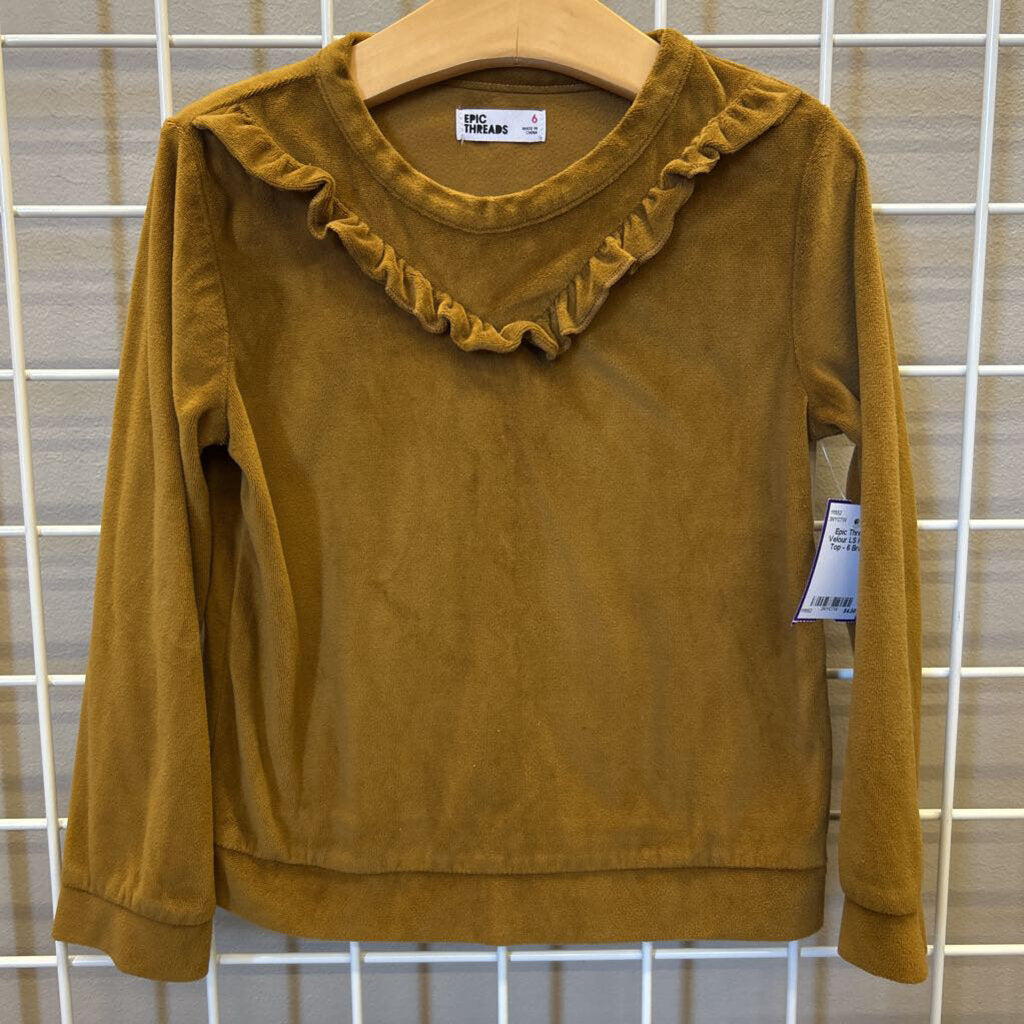 Epic Threads Velour LS Ruffle Top - 6