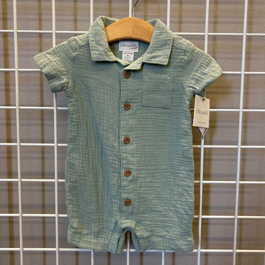 NWT Little Planet Linen Short Romper - 6m