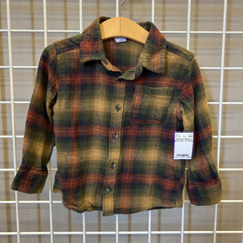 Old Navy Plaid LS Button Up - 3T