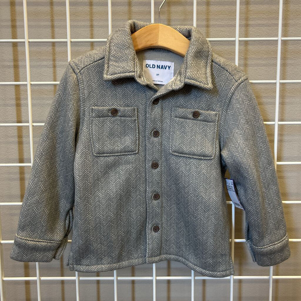 Old Navy Thick Herringbone LS Button Up - 3T
