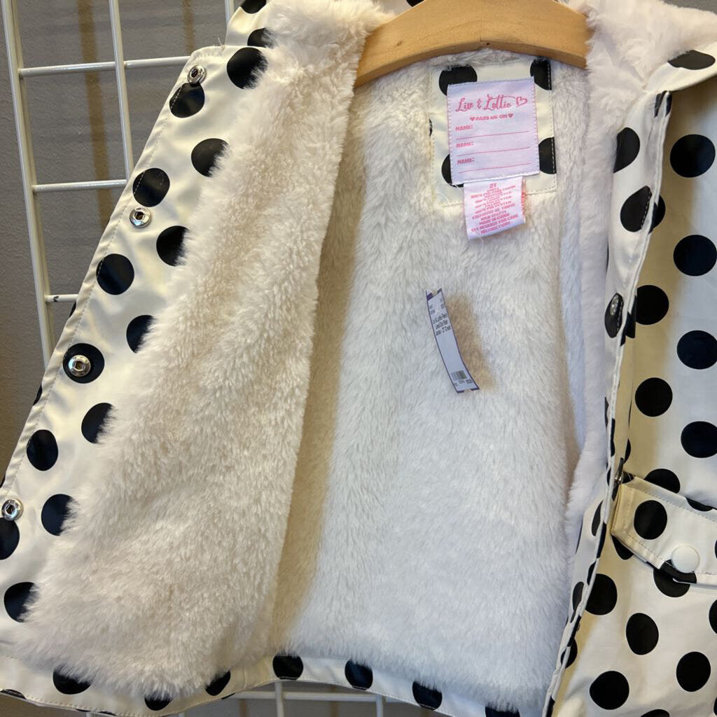 Liv & Lottie Fleece Lined Dot Rain Jacket - 2T