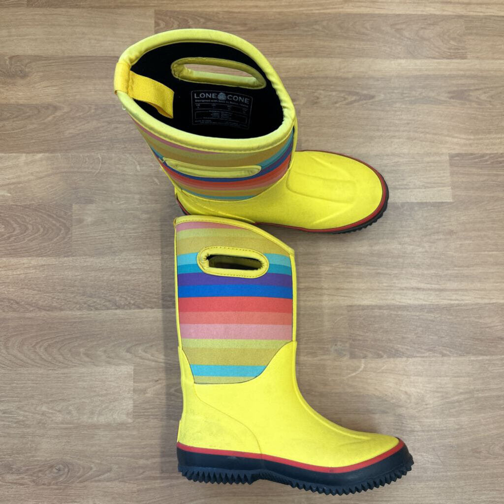 Lone Cone Yellow Rainbow Rain Boots - 2