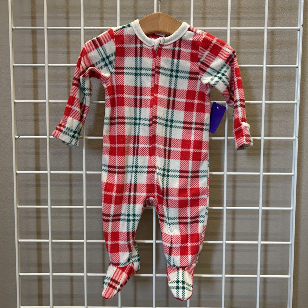Old Navy Plaid Fleece Zip Sleeper - 3/6m