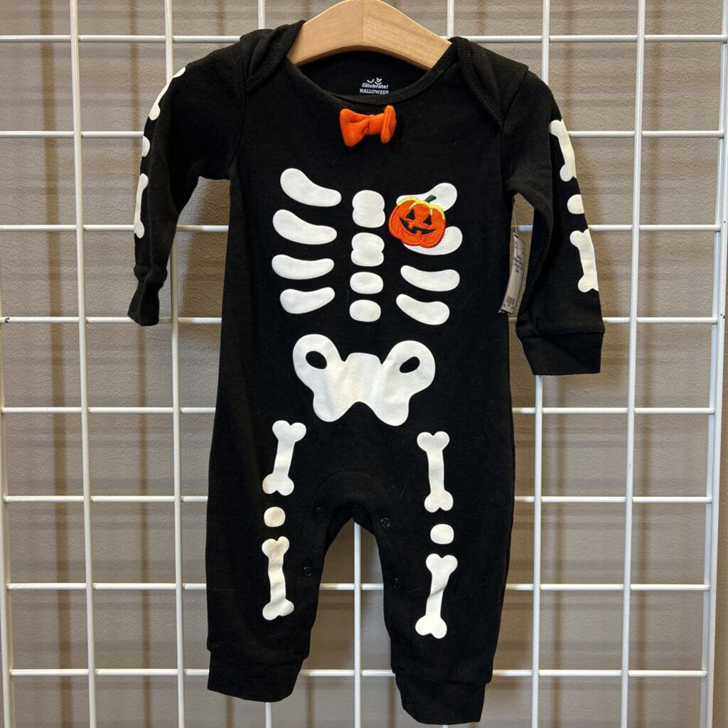 Celebrate Halloween Skeleton LS Romper - 6/9m
