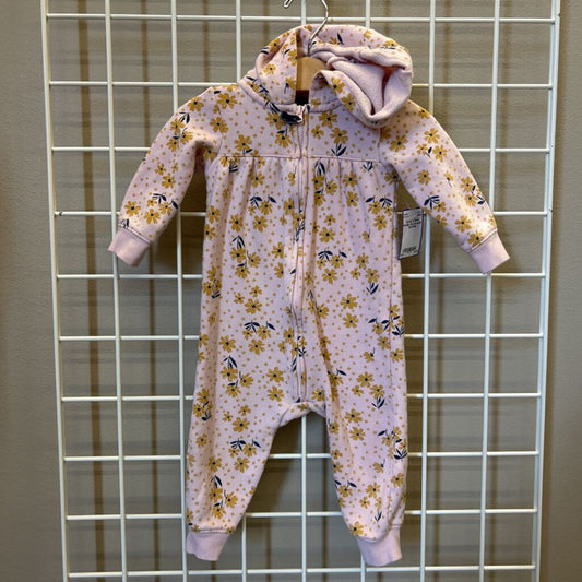 Carter's Floral Hoodie Zip Coverall - 12m