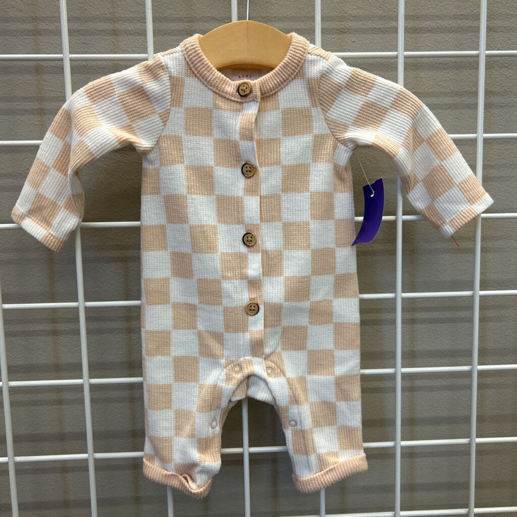Cat & Jack Check LS Romper - NB