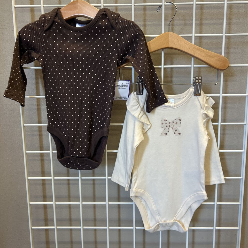Jessica Simpson Set of 2 LS Onesie - 6/9m