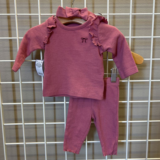 Carter's Bow Ruffle LS Top/Pant Set W/Heandband 3m