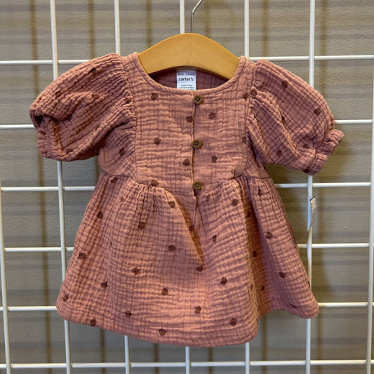 Carter's Heart Muslin SS Dress W/Bloomers NB