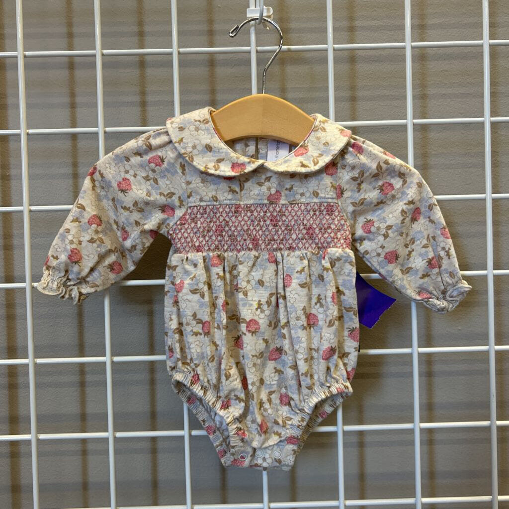 Modern Moments Floral Smocked Collar LS Onesie 0/3m