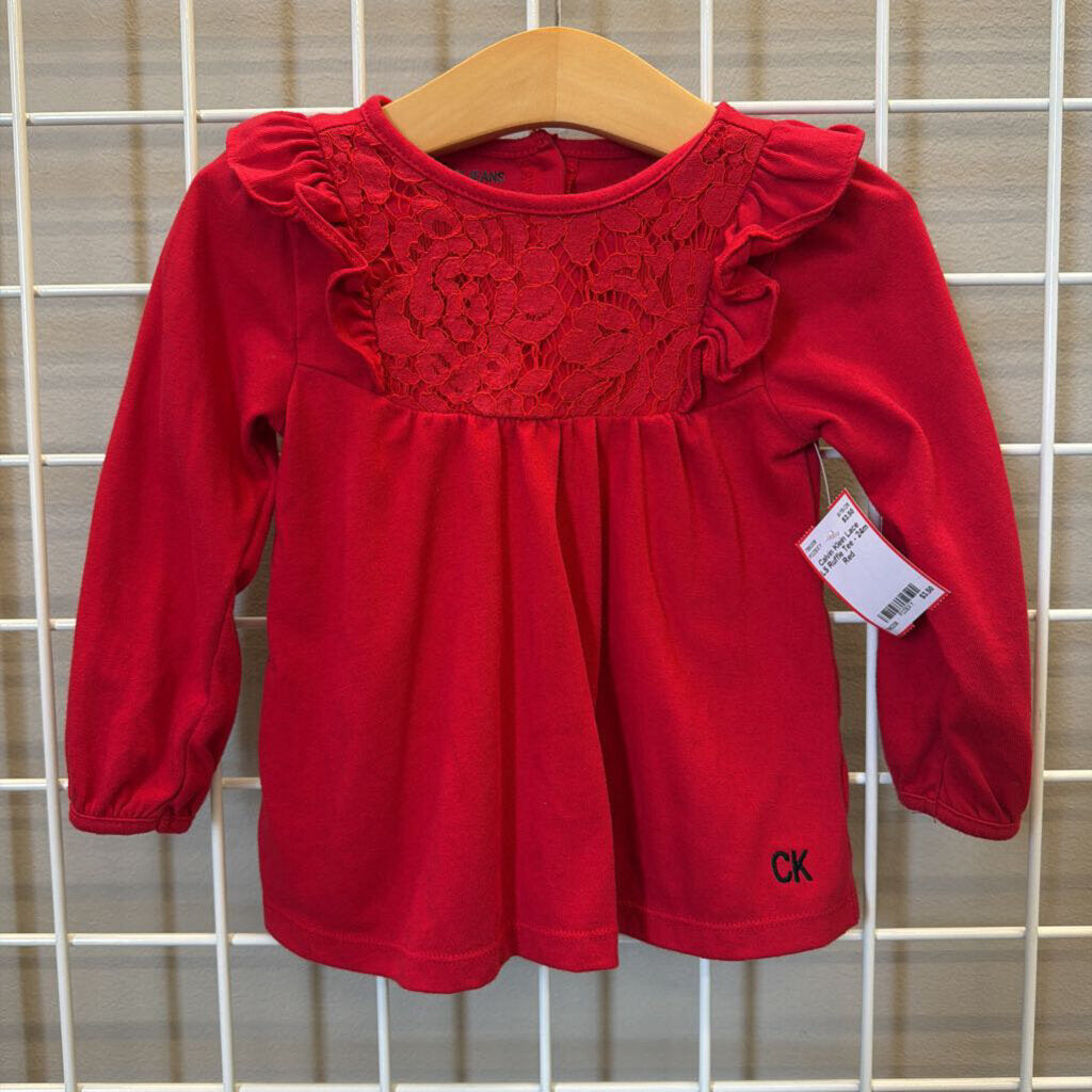 Calvin Klein Lace LS Ruffle Tee - 24m