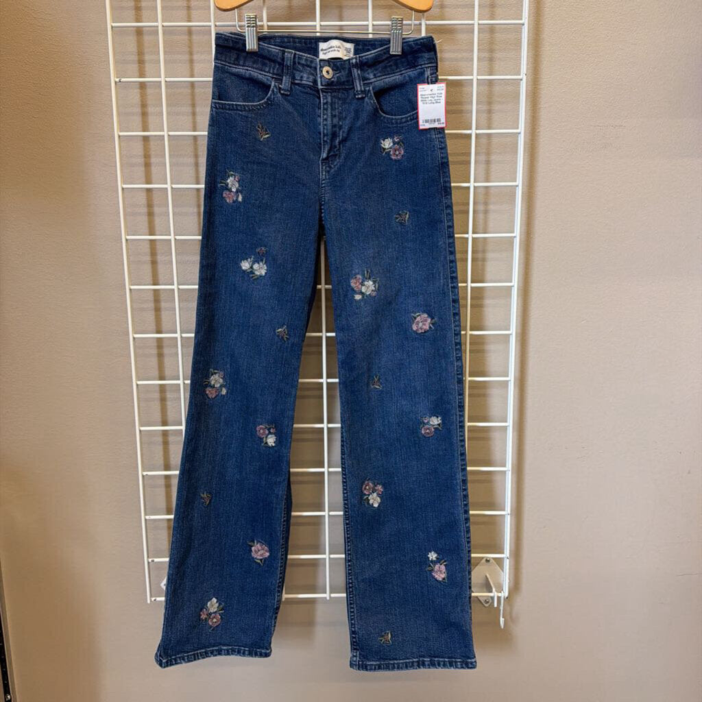 Abercrombie Kids Flower High Rise Wide Leg Jeans - 11/12 Long