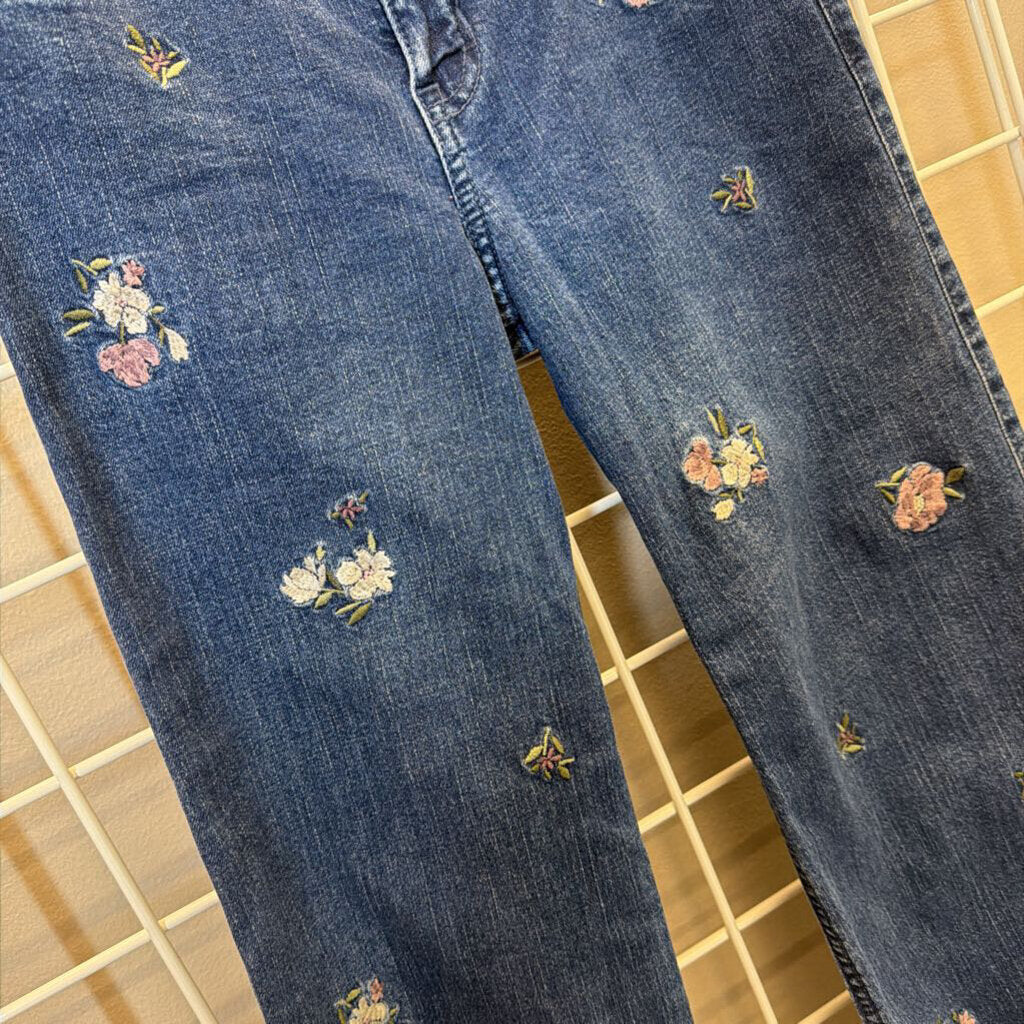 Abercrombie Kids Flower High Rise Wide Leg Jeans - 11/12 Long