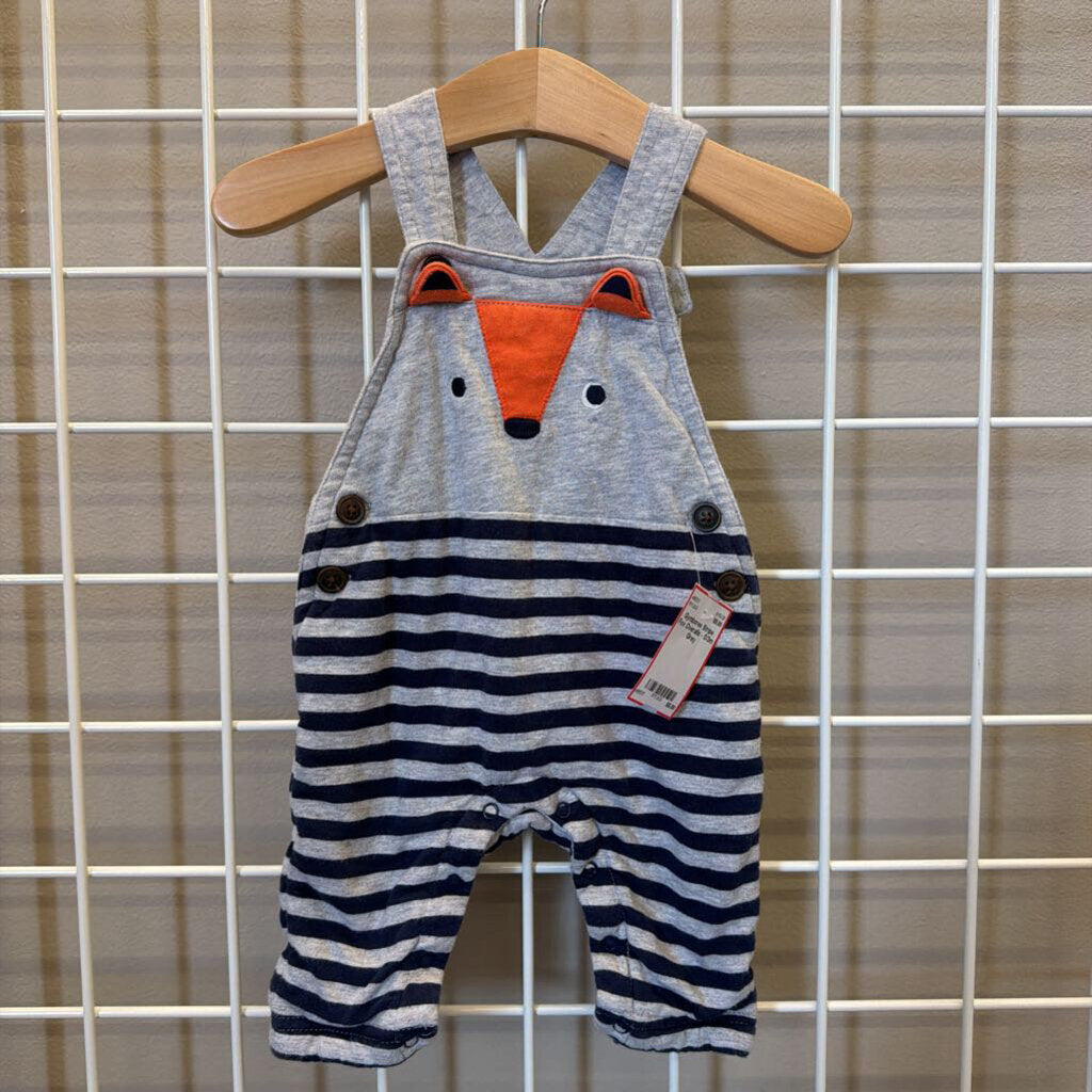 Gymboree Stripe Fox Overalls - 0/3m