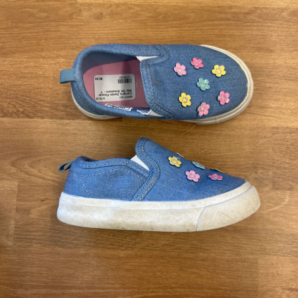 Carter's Denim Flower Slip On Sneakers - 7