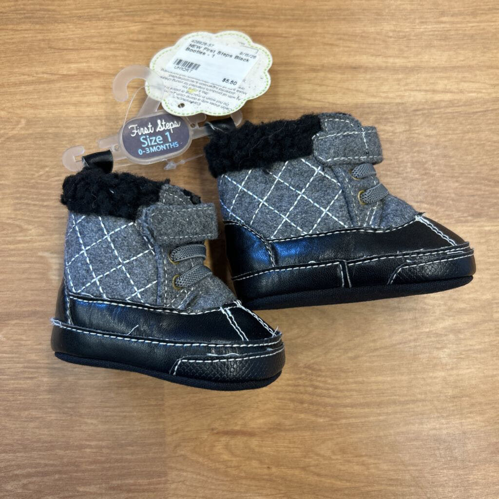 NEW First Steps Black Booties - 1