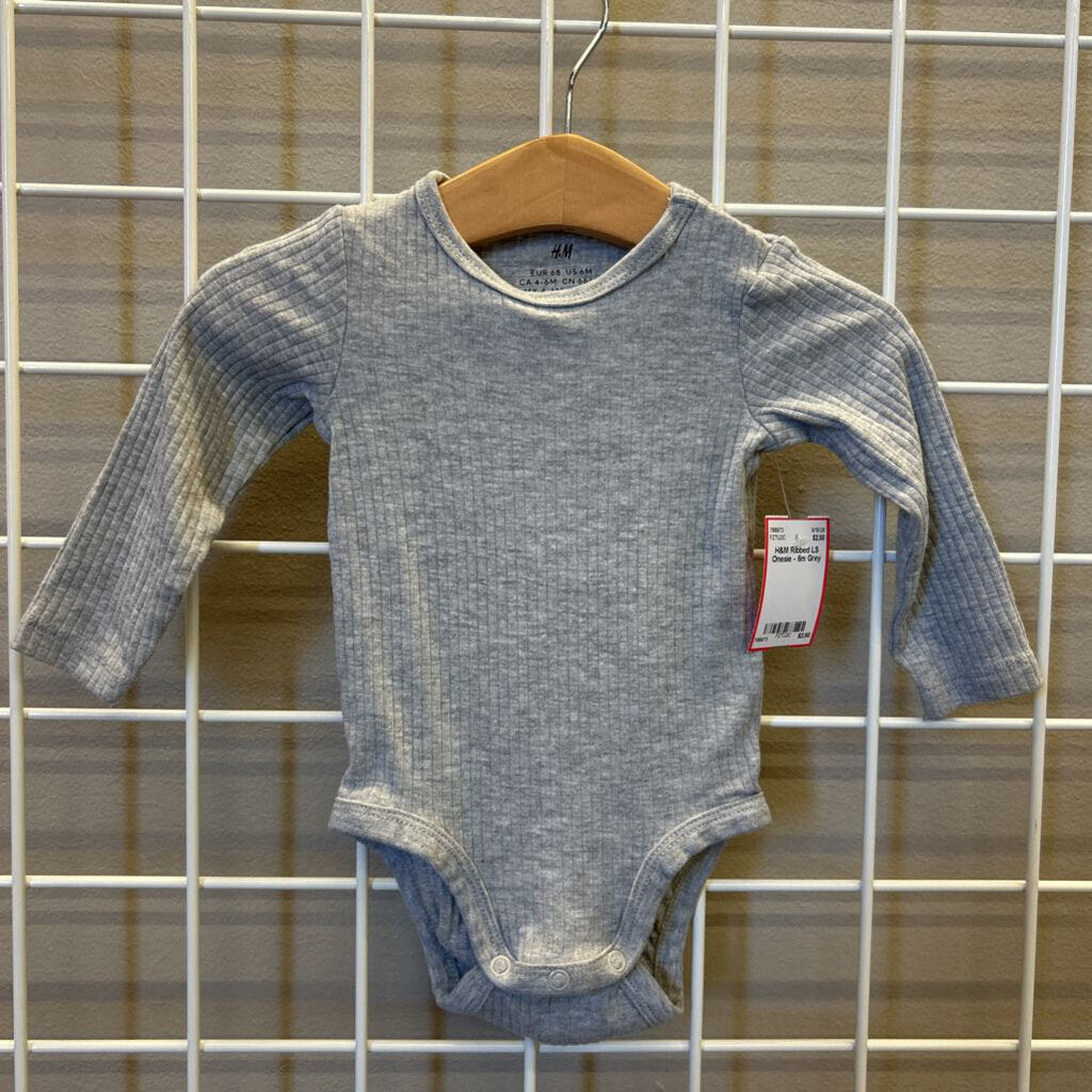 H&M Ribbed LS Onesie - 6m